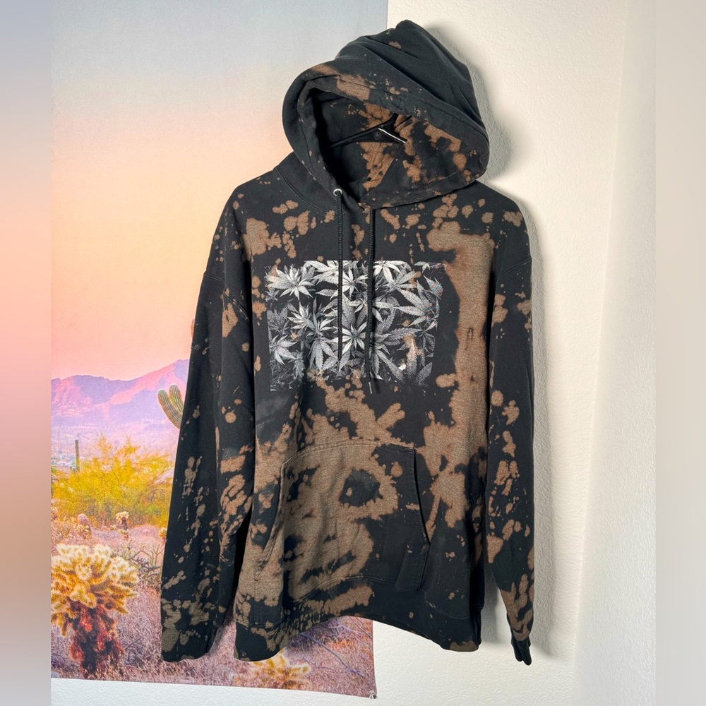 High group weed tie dye hoodie size medium